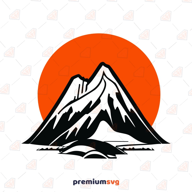 Mountain with Sun SVG for Cricut, Mountain SVG Landscapes Svg