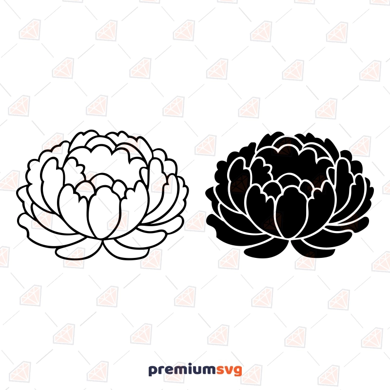 Peony SVG Cut File, Peony Silhouette Outline Flower SVG Svg