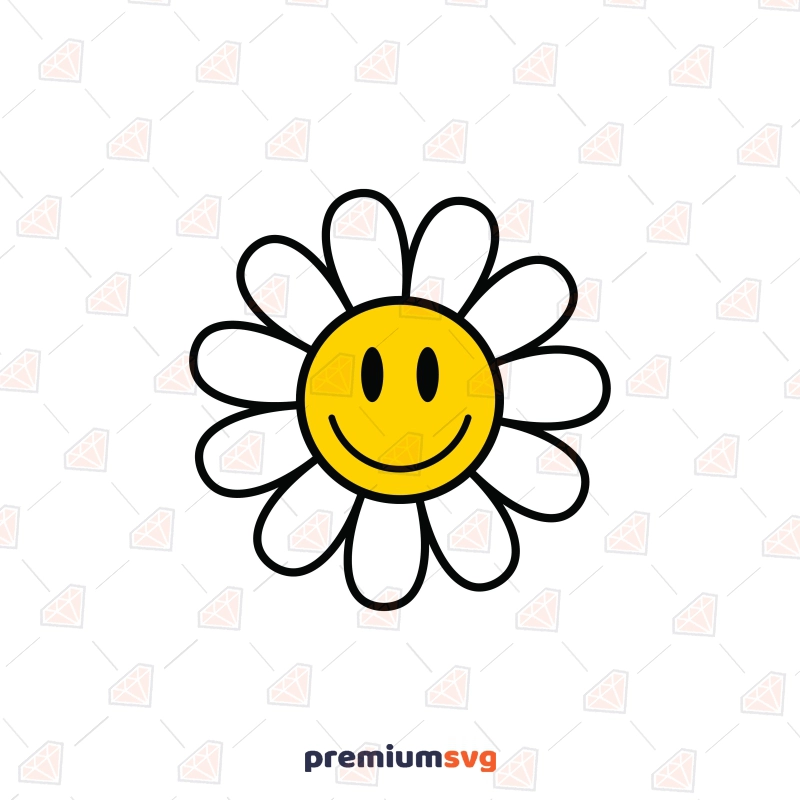 Retro Daisy SVG, Smiley Daisy SVG Daisy SVG Svg