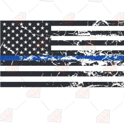 Thin Old Blue Line American Flag SVG Cut File | PremiumSVG