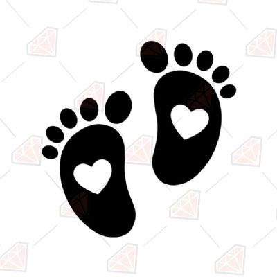 Baby Footprint with Heart SVG, Baby Feet Clipart | PremiumSVG