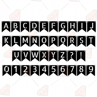 Hanging Alphabet Banner SVG, Letters for Banner SVG, DIY Banner
