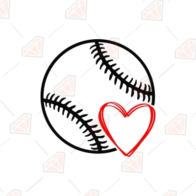 Baseball with Heart SVG, Baseball Love Cut File | PremiumSVG