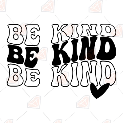 Be Kind SVG Shirt Design, Wavy Text Be Kind PNG | PremiumSVG