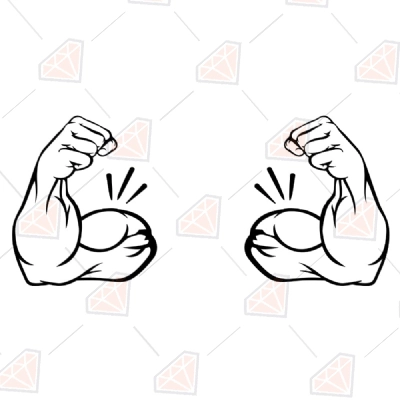 Biceps SVG Cut File, Arm Muscles Clipart Black and White | PremiumSVG