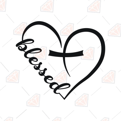 Blessed Heart SVG, Christian Heart Cross SVG | PremiumSVG