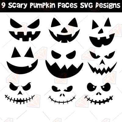 Scary Pumpkin Face SVG Bundle, Bundle Jack O'Lantern Faces SVG | PremiumSVG