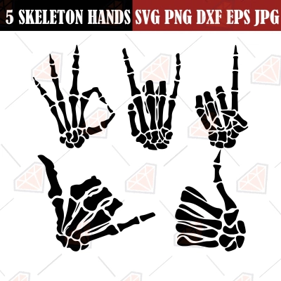 Skeleton Hands SVG Bundle, Vector Cut Files | PremiumSVG