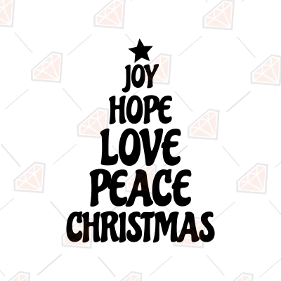 Joy Hope Love Peace Christmas SVG, Christmas Tree SVG Clipart | PremiumSVG