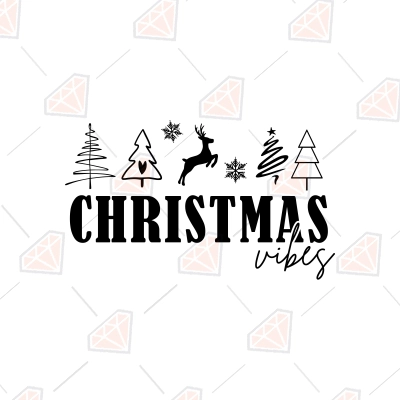 Christmas Vibes SVG Design, Christmas Tree SVG Instant Download ...