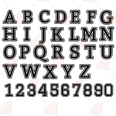 College Numbers and Font SVG Cut Files, College Font Instant Download ...