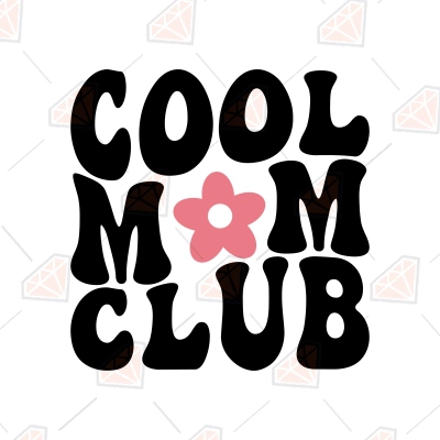 Cool Mom Club Svg With Flower Retro Wavy Svg Design Premiumsvg