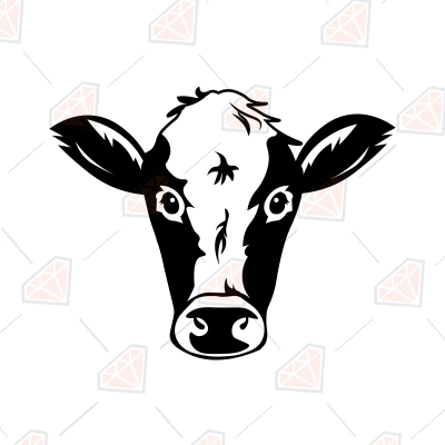 Cow Face Svg Cut File, Cow Face Silhouette 