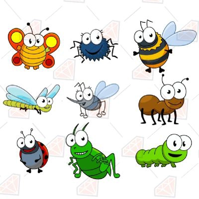 Cute Insects Svg Bundle, Bugs Clipart File 