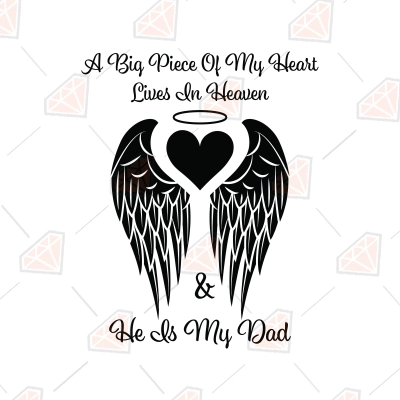 Dad In Heaven SVG, Dad Memorial SVG with Angel Wings | PremiumSVG