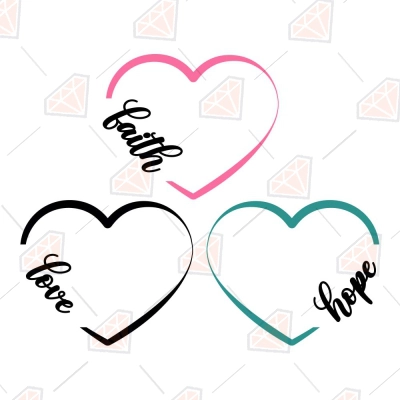 Faith Love Hope Heart SVG Cut Files | PremiumSVG