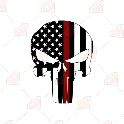 Firefighter Punisher SVG Cut File, Punisher USA Flag SVG | PremiumSVG