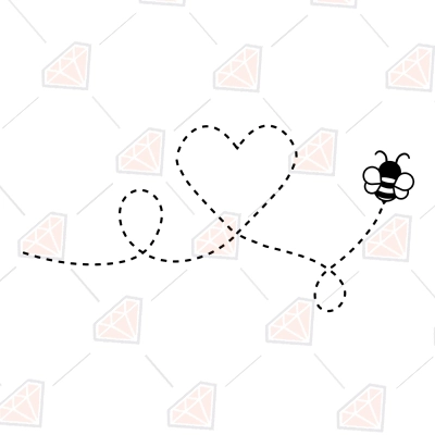Flying Bee Heart Path SVG