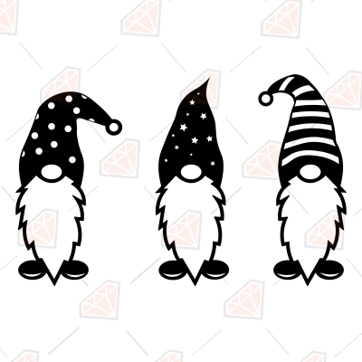 Gnomes Clipart SVG Bundle Download, Black Gnomes SVG Vector Files ...