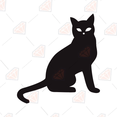 Halloween Cat SVG Silhouette, Black Cat SVG Instant Download | PremiumSVG