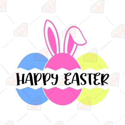 Happy Easter Eggs Bunny Ear SVG Cut File | PremiumSVG