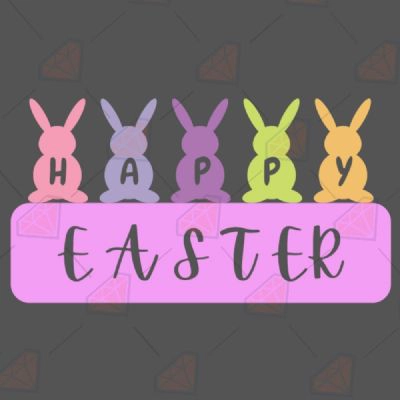 Happy Easter with Bunnies SVG, Easter Peeps SVG | PremiumSVG