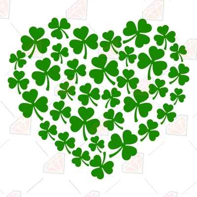 Heart Shamrocks SVG, St Patrick's Day SVG Clover | PremiumSVG