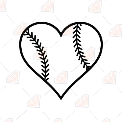 Heart With Baseball Stitches Svg Files For Cricut 