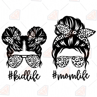 Black Leopard Momlife & Kidlife SVG Cut File | PremiumSVG