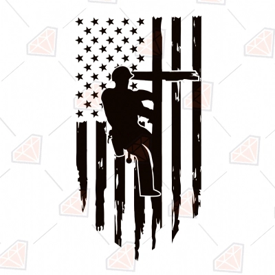 Lineman Flag SVG Cut Files, USA Flag Crossed Instant Download | PremiumSVG