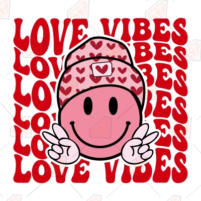 Love Vibes with Smiley Face SVG, Instant Download | PremiumSVG