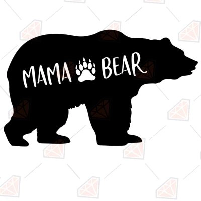 Mama Bear with Paw SVG Cut File | PremiumSVG