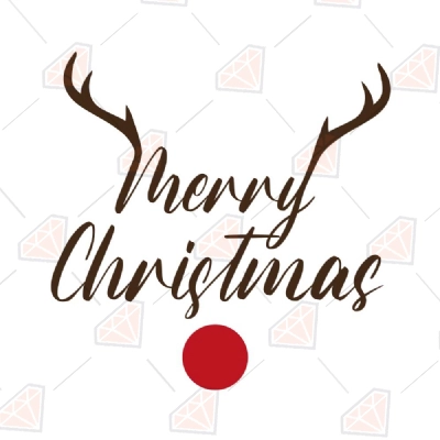 Merry Christmas Design with Deer Horn SVG | PremiumSVG