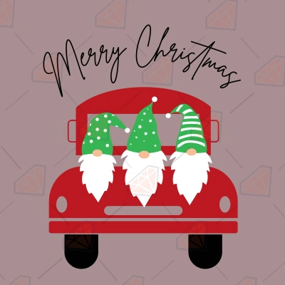 Merry Christmas Gnomes In Truck SVG, Christmas Truck Ornaments SVG ...