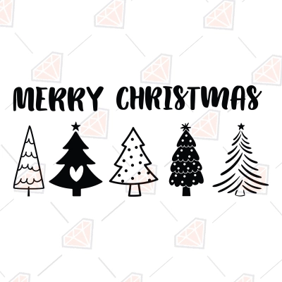 Merry Christmas SVG with Trees | PremiumSVG