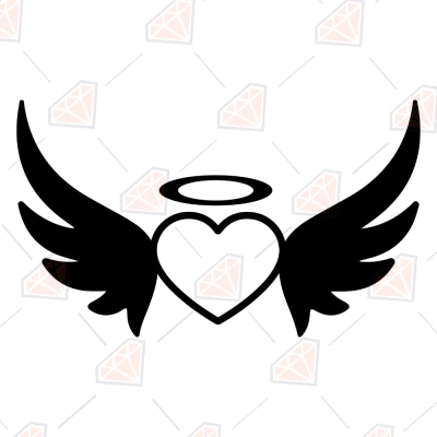 Monogram Angel Wings with Heart SVG, Monogram Instant Download | PremiumSVG