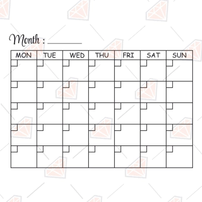 Month Planner SVG, Monthly Calendar with Notes SVG | PremiumSVG