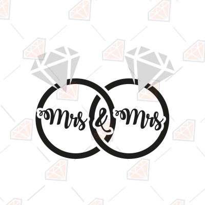 Mrs and Mrs Wedding Rings SVG, Lesbian Rings SVG Cut File | PremiumSVG