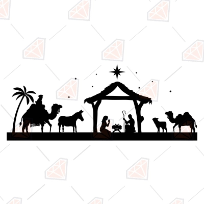 Nativity Scene Silhouette SVG, Christmas SVG Instant Download | PremiumSVG