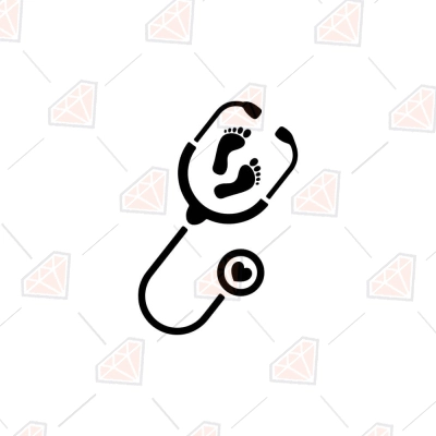 Nurse Baby Foot Feet Stethoscope SVG Cut File | PremiumSVG