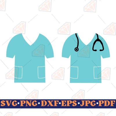 Nurse Scrubs SVG Cut Files, Vector Instant Dowload | PremiumSVG