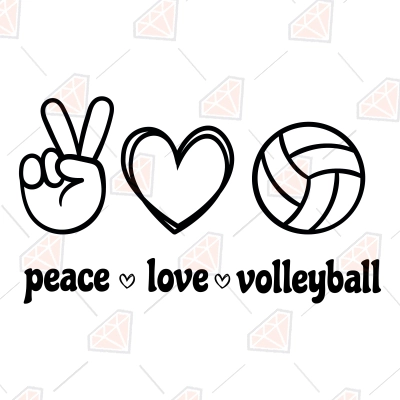 Peace Love Volleyball Svg, Instant Download 