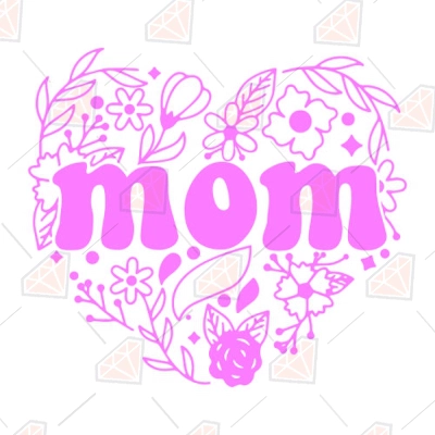 Pink Mom Floral Heart SVG, Mom Heart Cricut Files | PremiumSVG