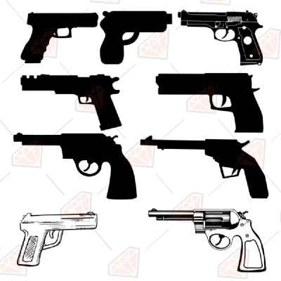 Pistol Gun Bundle Svg Cut File | PremiumSVG