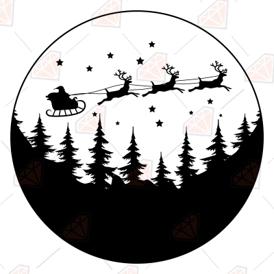 Santa Deer Sleight Moon Silhouette SVG, Santa's Deer Icon SVG Clipart ...