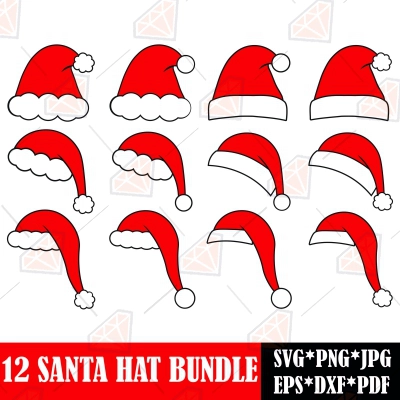 Santa Hat Svg Bundle Santa Claus Hat Svg Files Premiumsvg