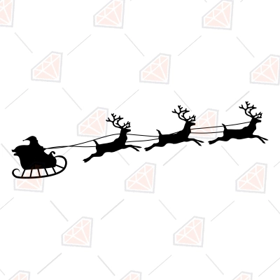 Santa's Sleight Svg, Santa's Reindeer Svg Vector Files 