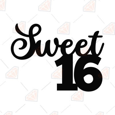 Sweet 16 SVG, Cake Topper | PremiumSVG