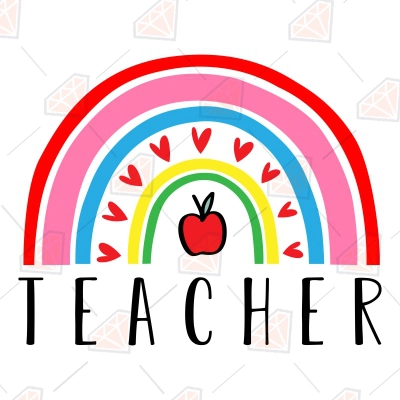 Teacher Rainbow with Apple SVG Design | PremiumSVG