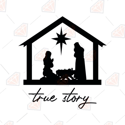 True Story Scene SVG, Christmas Nativity SVG | PremiumSVG